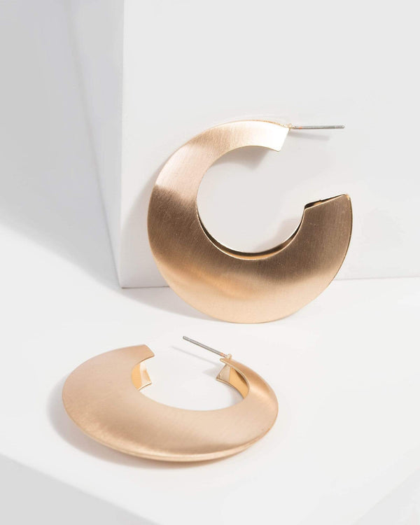 Gold Plain Flat Hoop Earrings | Earrings