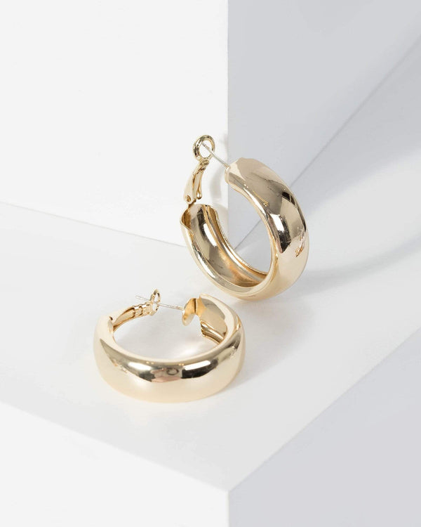 Gold Plain Matte Hoop Earrings | Earrings