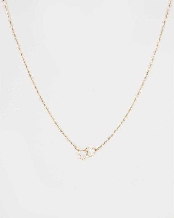 Gold Plated Double Heart Pendant Necklace | Necklaces