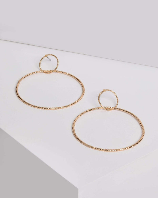 Gold Plated Double Hoop Twisted Earrings | Earrings