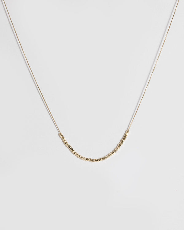 Gold Plated Fine Mini Beaded Detail Necklace | Necklaces