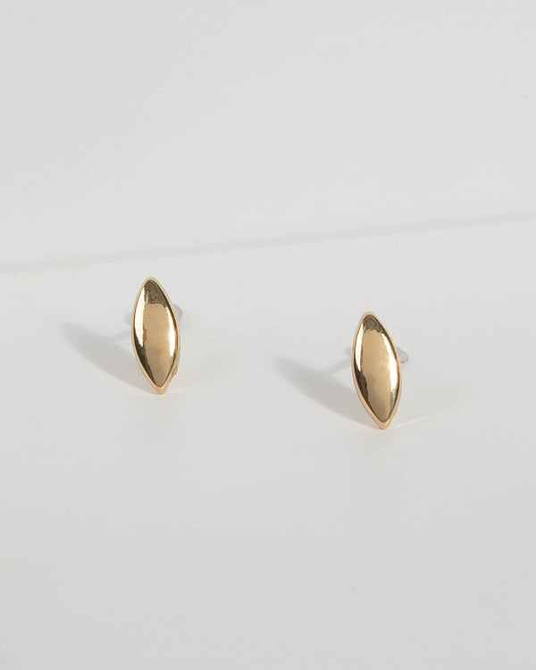 Gold Plated Micro Oval Stud Earrings | Earrings