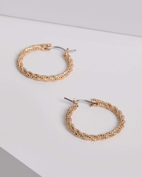 Gold Plated Small Twisted Oval Hoop Earrings | Earrings