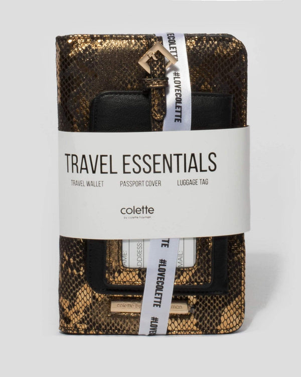 Gold Python Vacay Travel Pack | Travel Wallets
