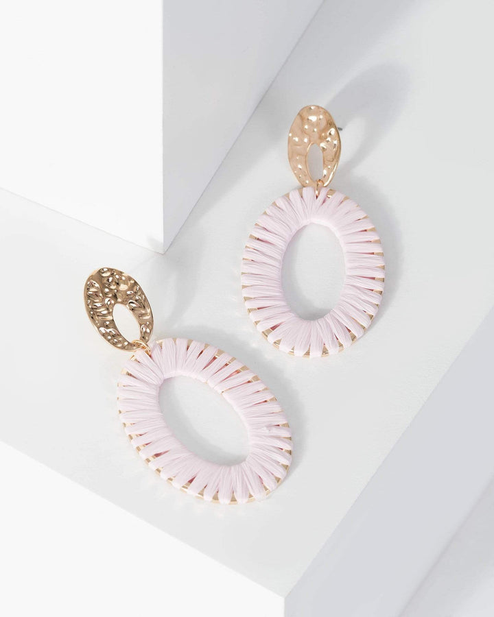 Gold Raffia Wrapped Metal Earrings | Earrings