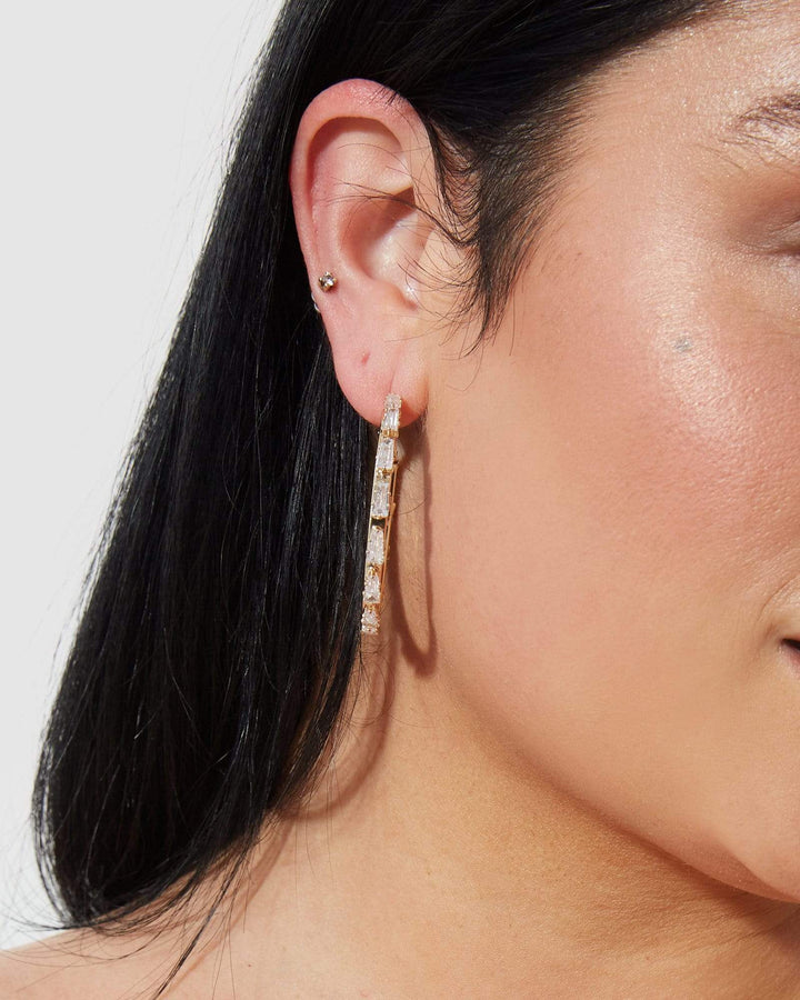 Gold Rectangle Shine Hoops Earrings | Earrings