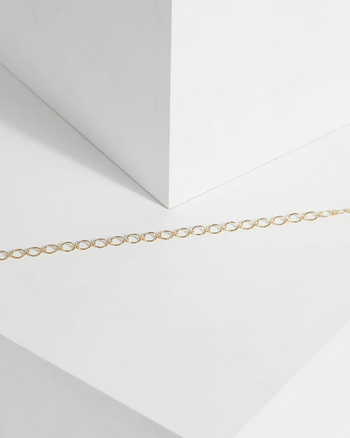 Gold Round Linked Chain Detail Anklet | Anklet