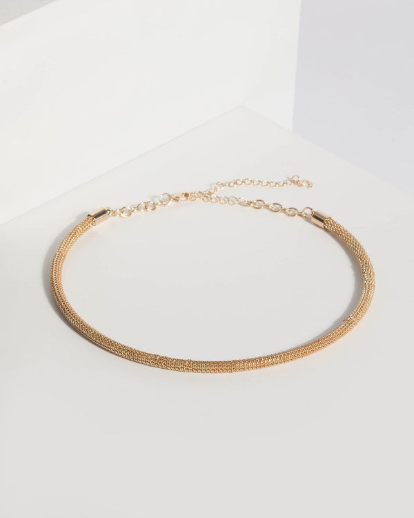 Gold Round Metal Short Necklace | Necklaces