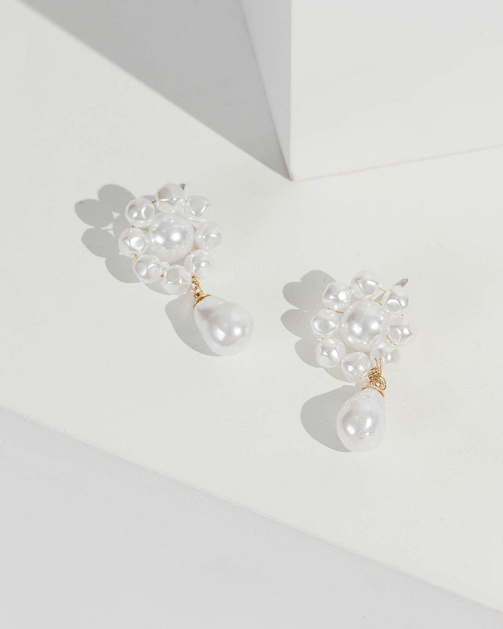 Gold Rounded Multi Pearl Drop Earrings | Earrings