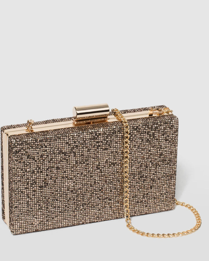 Gold Sally Hardcase Clutch Bag | Clutch Bags