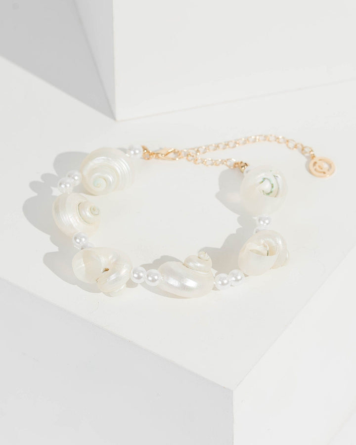 Gold Shell And Pearl Bracelet | Wristwear