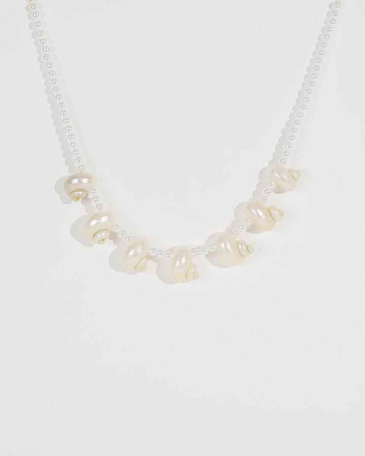 Gold Shell And Pearl Necklace | Necklaces