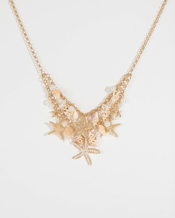 Colette by Colette Hayman Gold Shell And Starfish Statement Necklace