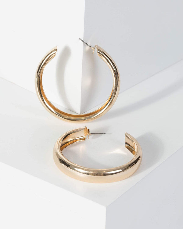 Gold Simple Medium Hoop Earrings | Earrings