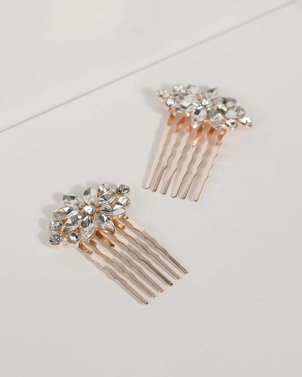 Gold Small Crystal Hair Comb | Hair Accessories