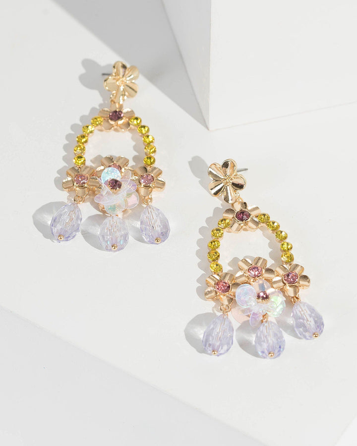 Gold Small Flower Cluster Drop Earrings | Earrings