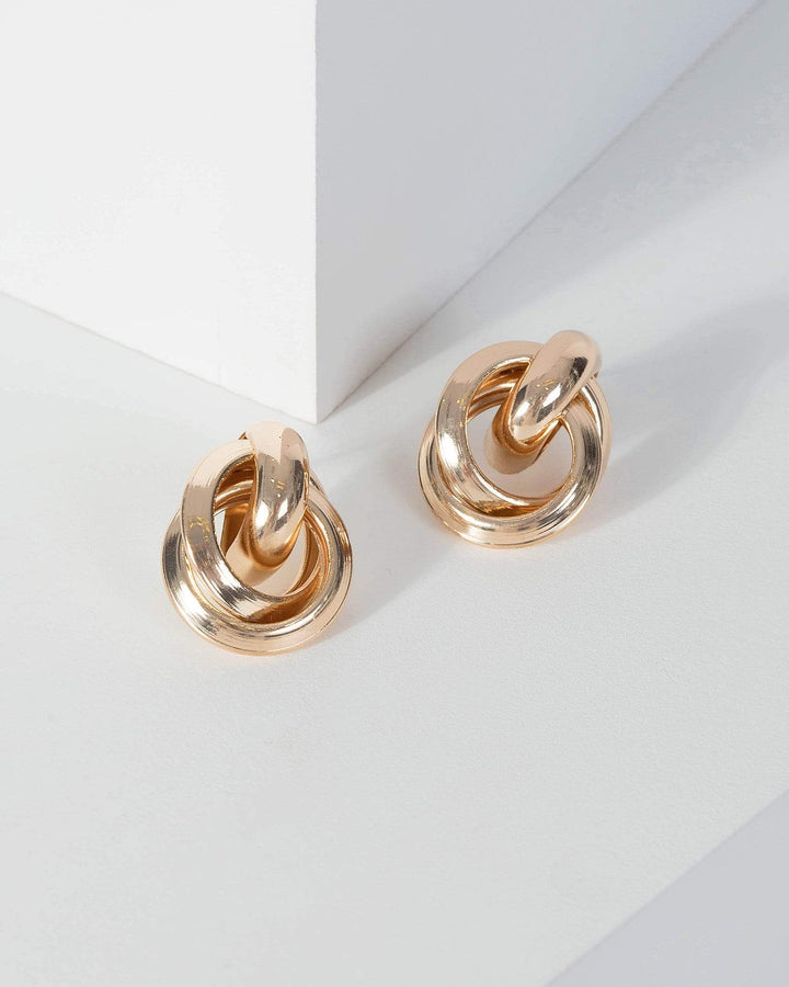 Gold Small Knotted Door Knocker Earrings | Earrings
