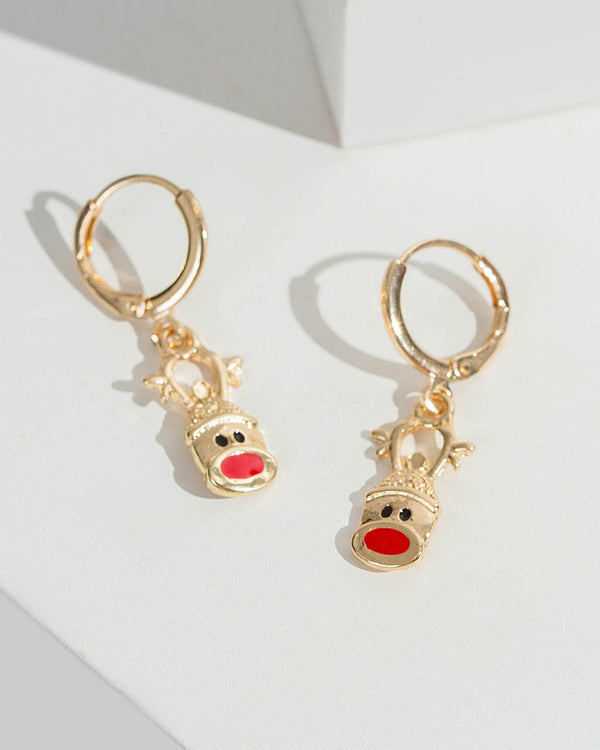 Colette by Colette Hayman Gold Small Reindeer Hoop Earrings
