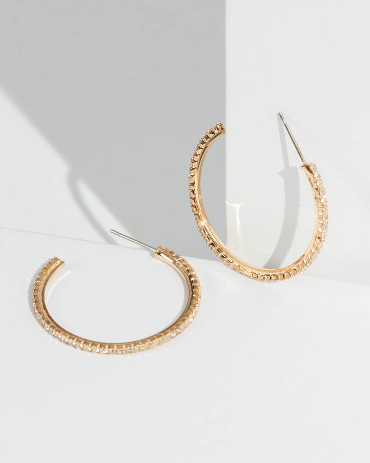 Colette by Colette Hayman Gold Small Thin Diamante Hoop Earrings