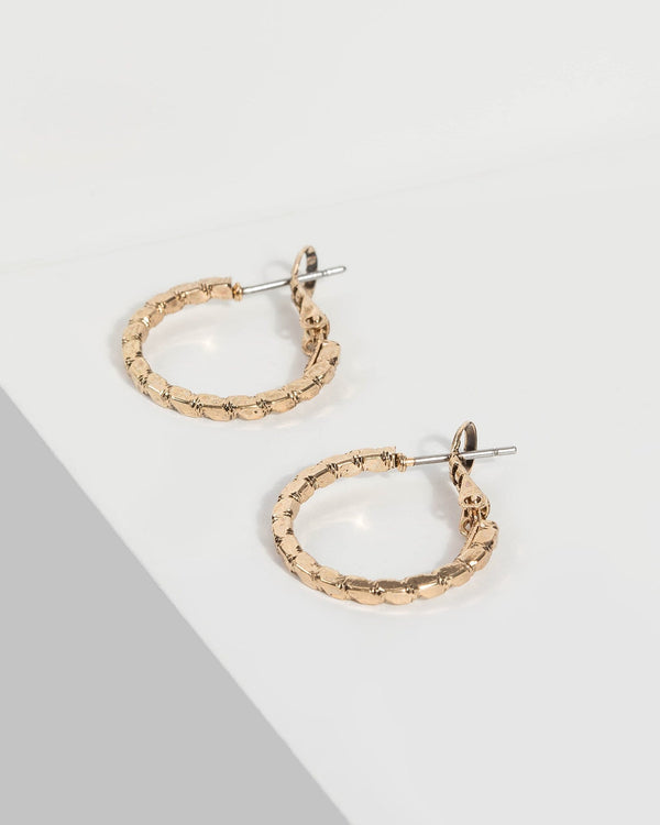 Gold Small Twist Hoop Earrings | Earrings