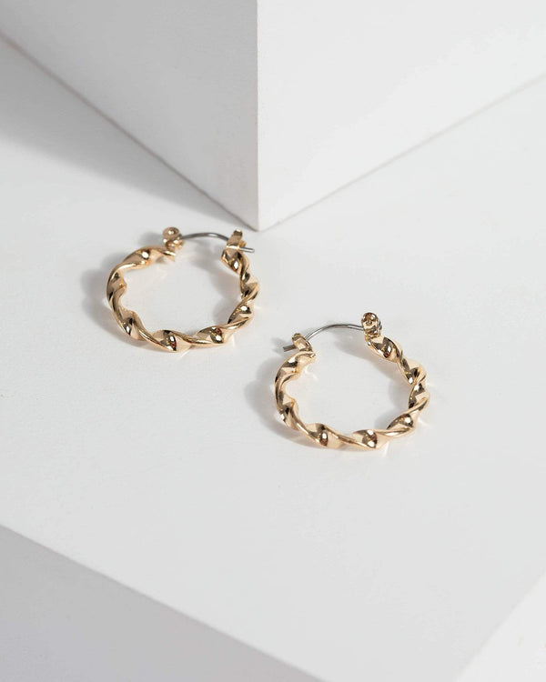Gold Small Twisted Hoop Earrings | Earrings
