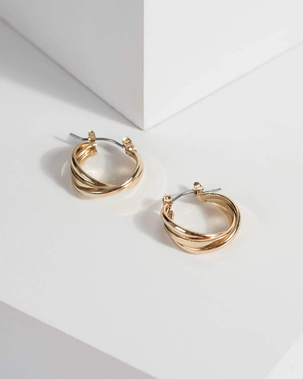 Gold Small Twisted Hoop Earrings | Earrings