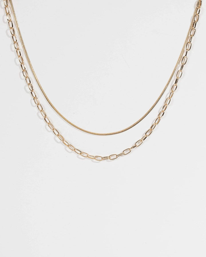 Gold Snake And Chunky Chain Necklace | Necklaces