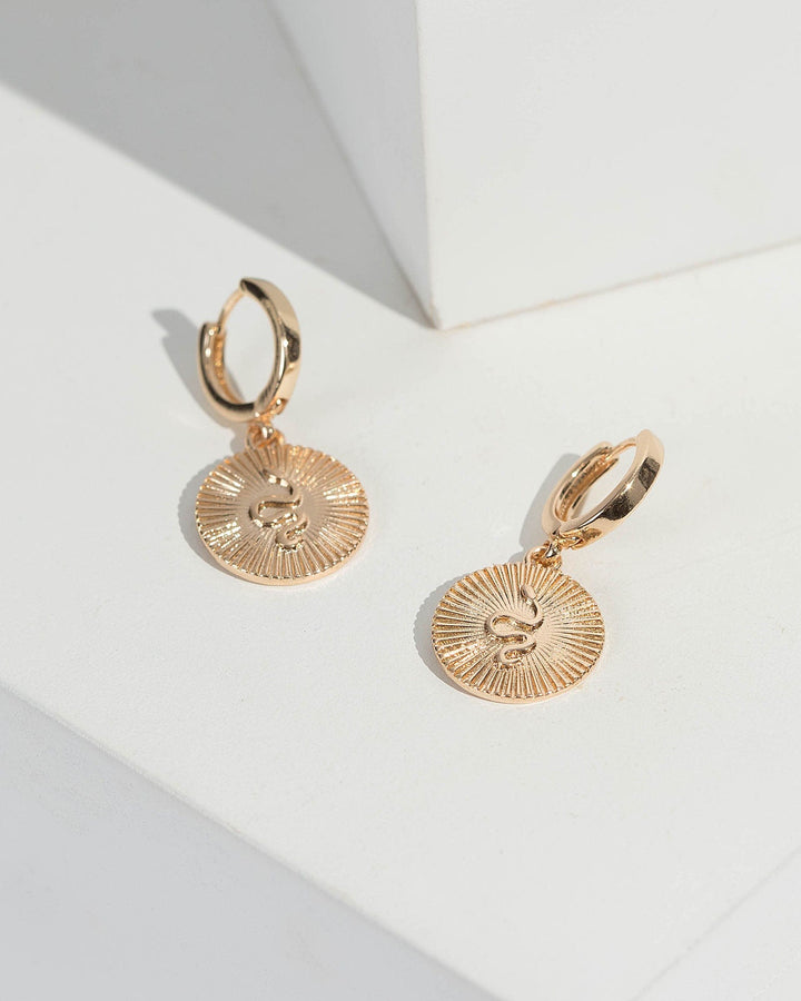 Gold Snake Pendant Hoop Earrings | Earrings