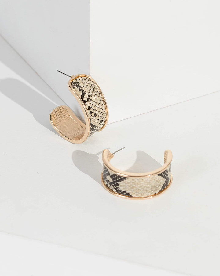 Colette by Colette Hayman Gold Snake Print Hoop Earrings