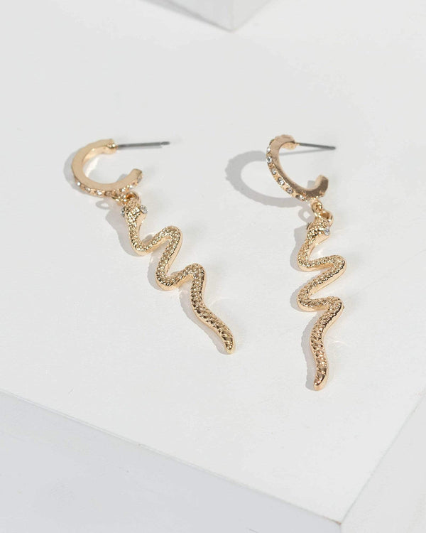 Gold Snake Statement Huggie Hoop Earrings | Earrings