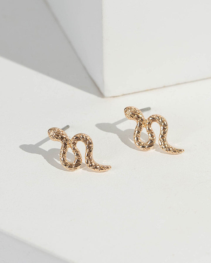 Gold Snake Stud Earrings | Earrings