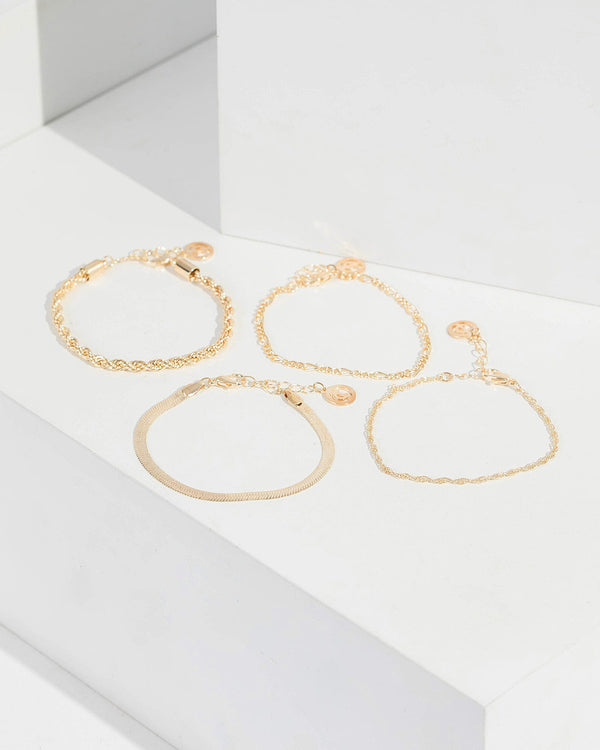 Gold Snake Twist Figaro Chain Bracelet | Wristwear