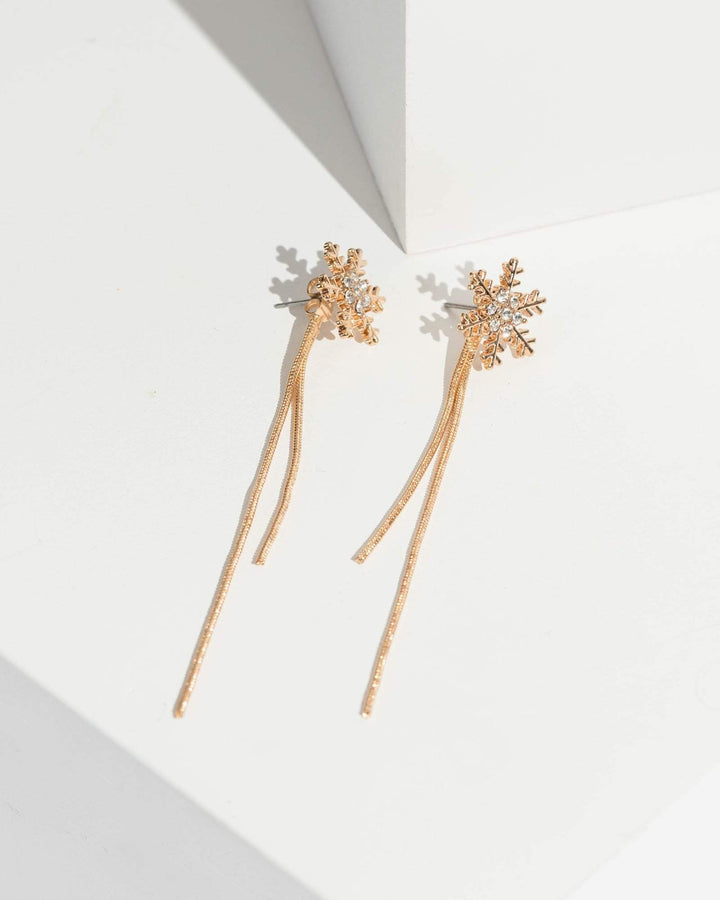 Gold Snowflake Front Back Earrings | Earrings