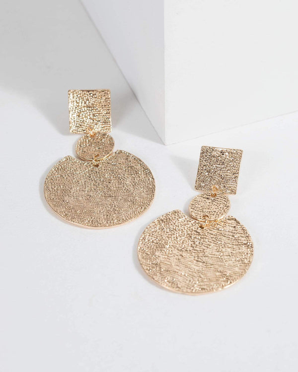 Gold Solid Geo Statement Drop Earrings | Earrings