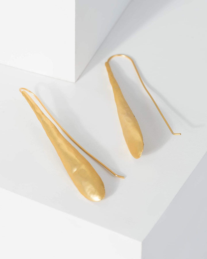 Gold Solid Teardrop Drop Earrings | Earrings