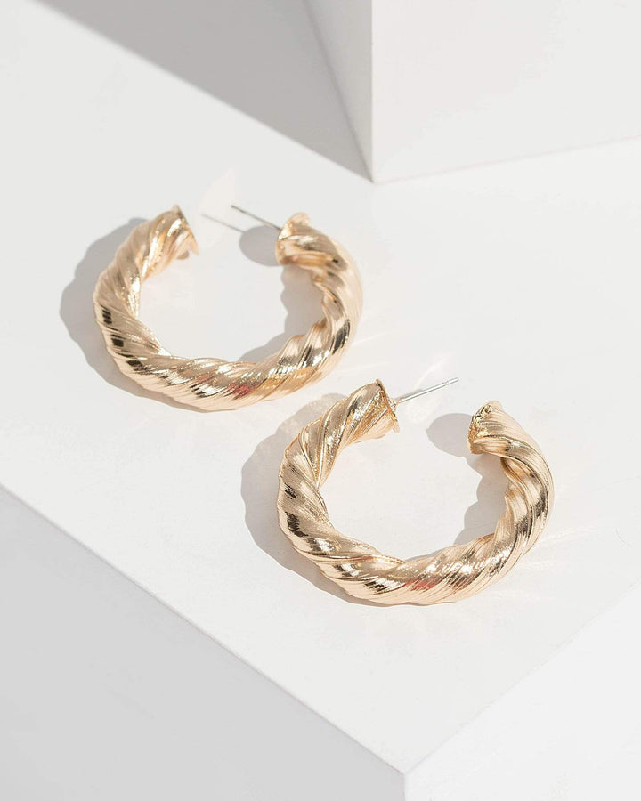 Colette by Colette Hayman Gold Solid Twisted Hoop Earrings