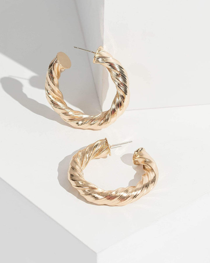 Colette by Colette Hayman Gold Solid Twisted Hoop Earrings