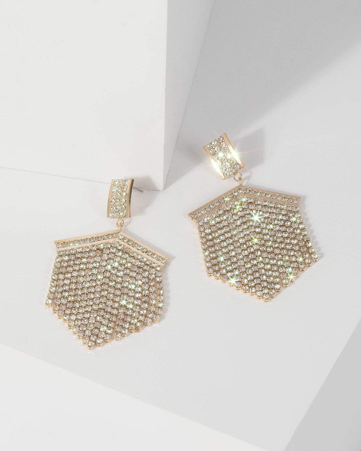 Gold Sparkle Tassel Drop Earrings | Earrings