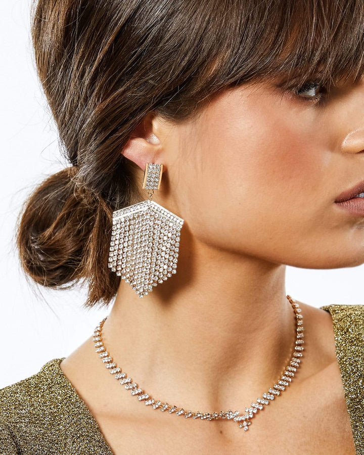 Gold Sparkle Tassel Drop Earrings | Earrings