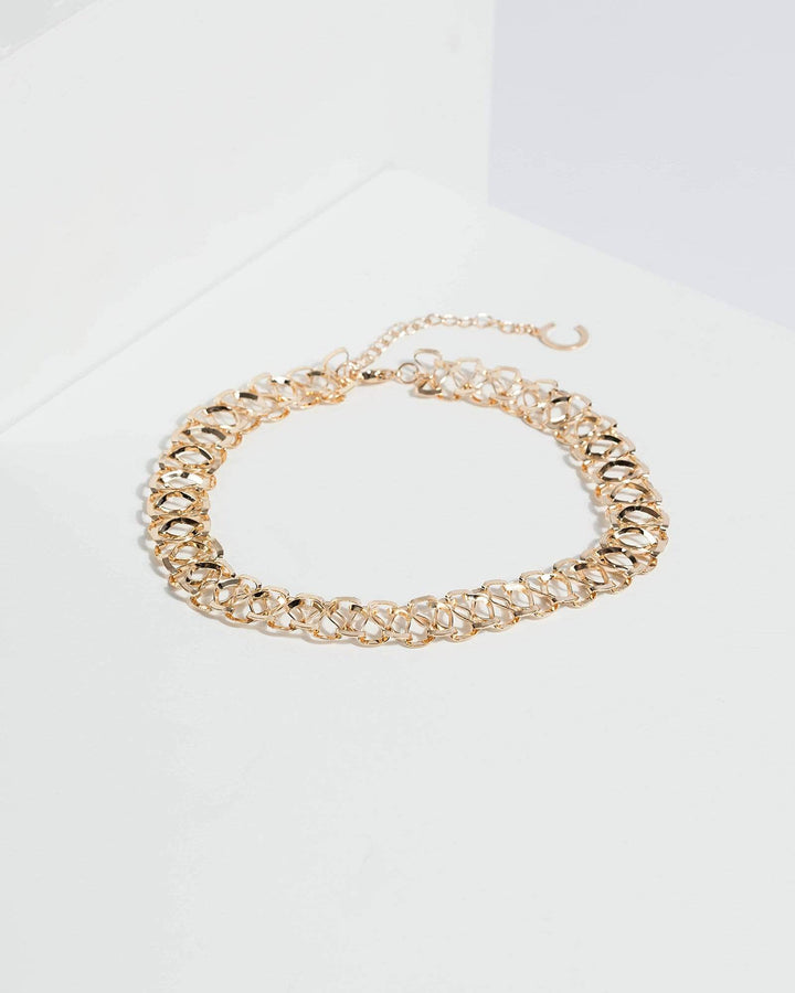 Gold Spiral Linked Choker Necklace | Necklaces