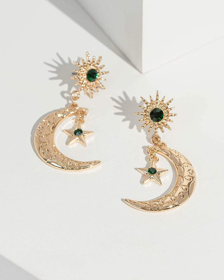 Gold Star And Moon Drop Earrings | Earrings