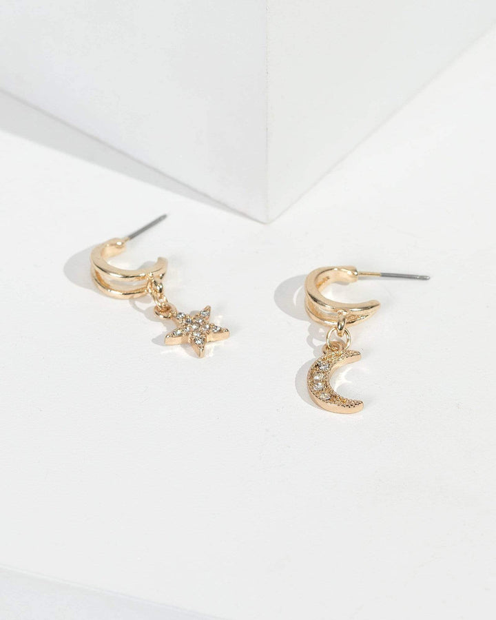Gold Star And Moon Missmatch Set Earrings | Earrings