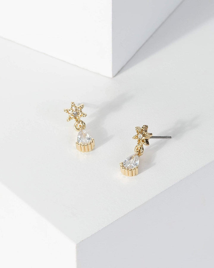 Gold Star Crystal Drop Earrings | Earrings