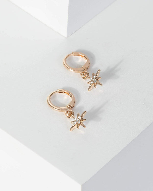 Gold Star Huggie Hoop Earrings | Earrings