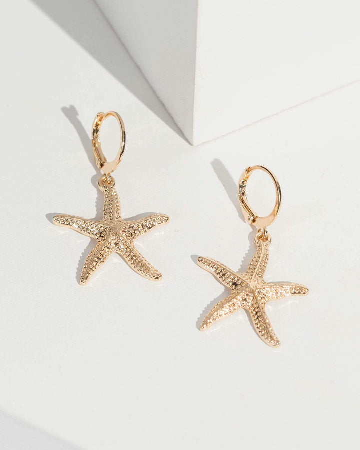 Gold Starfish Huggie Hoop Earrings | Earrings