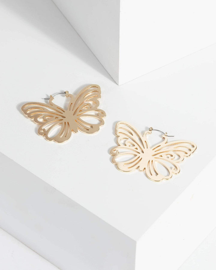 Gold Statement Butterfly Hoop Earrings | Earrings