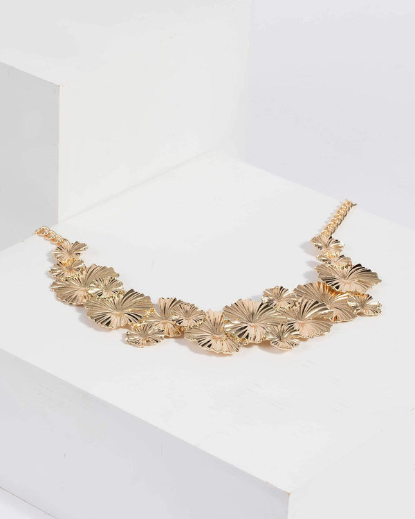 Gold Statment Floral Necklace | Necklaces