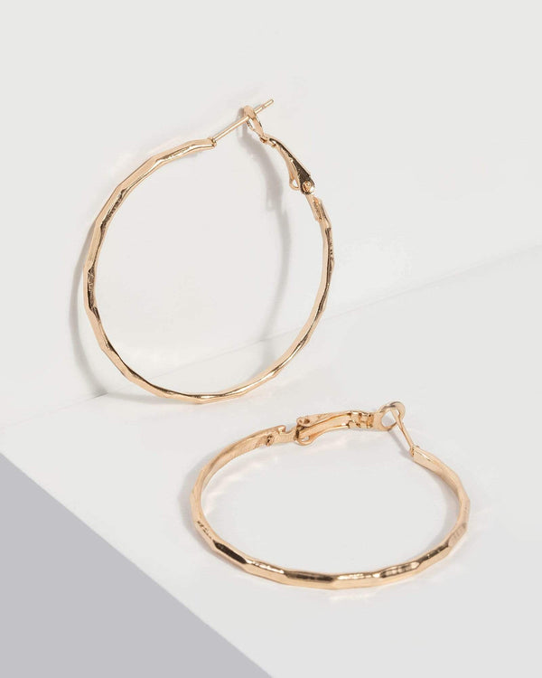 Gold Straight Edges Hoop Earrings | Earrings