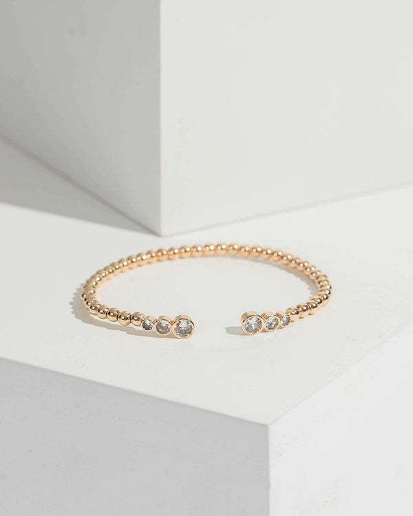 Gold Subtle Sparkle Open Bracelet | Wristwear