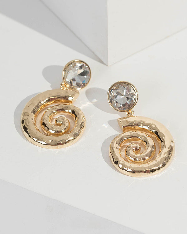 Gold Swirl Drop Earrings | Earrings
